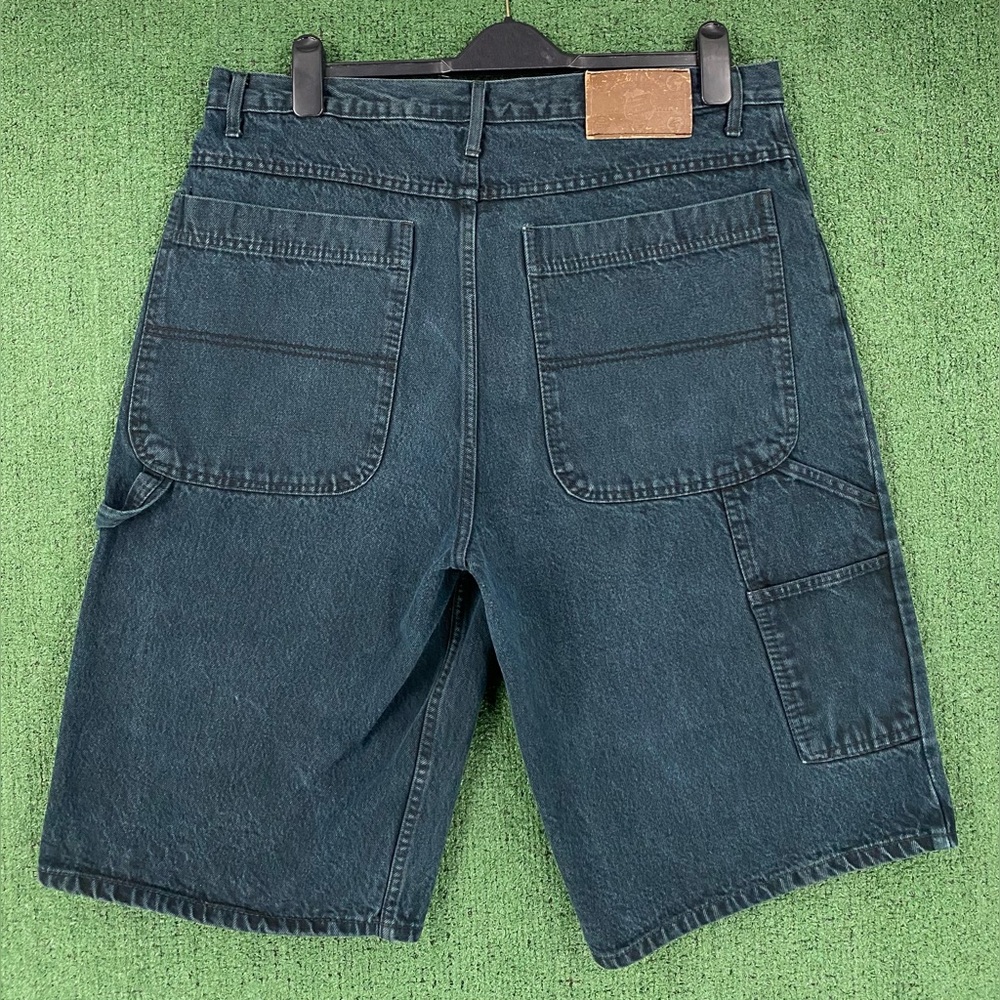 Vintage Y2K Rank Black Deep Pocket Carpenter Jean Shorts Jorts Mens Size 36
